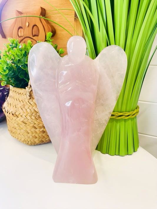 XL Rose Quartz Angel, Angel, Angel Carving, Rose Quartz, Rose Quartz Crystal, Crystal for Love, Crystal for Self Love, Angelic, Spiritual Crystal