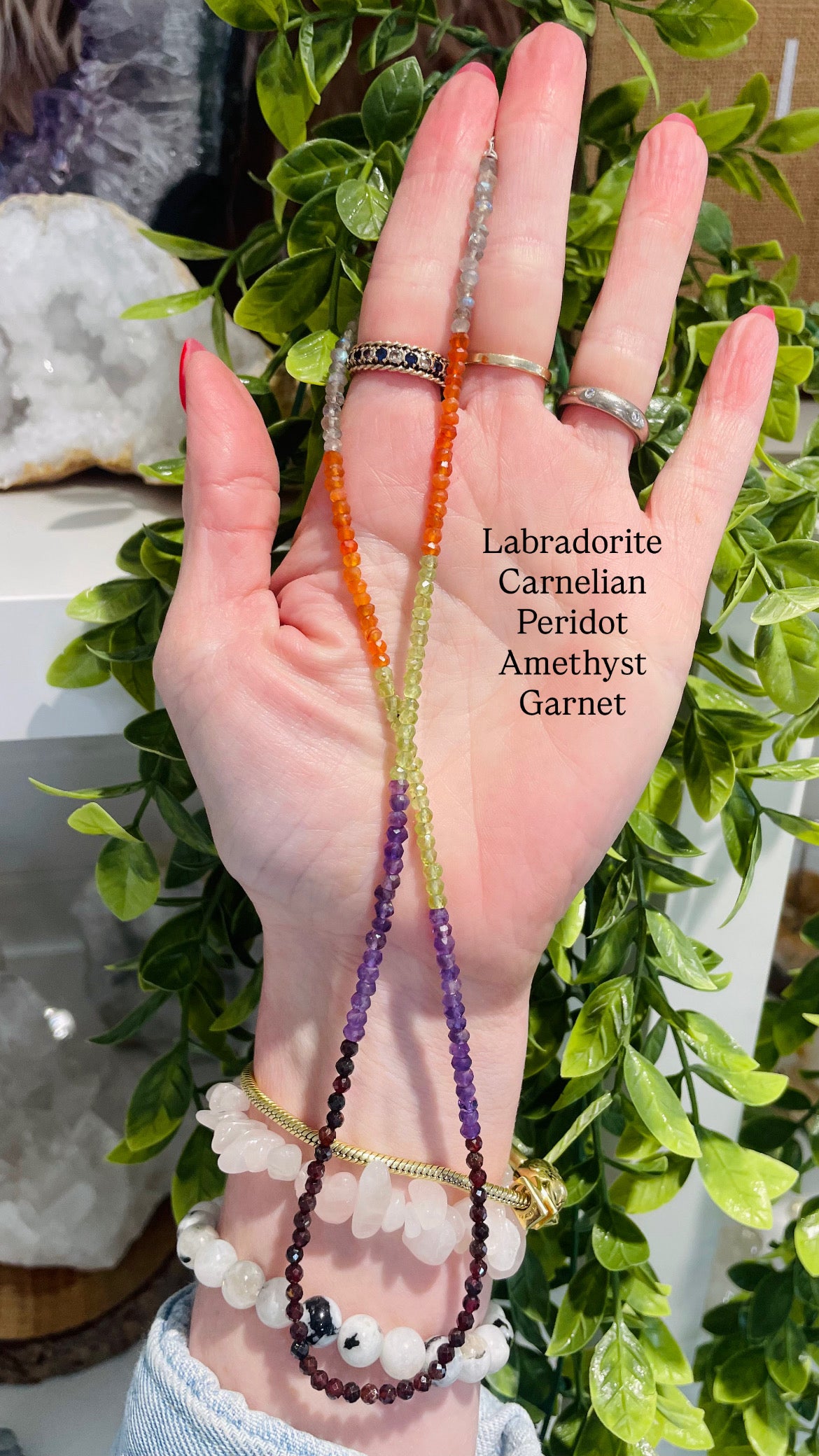 Crystal Necklace, Faceted Crystal, Gemstone Necklace, Carnelian, Peridot, Amethyst, Garnet, Labradorite, Chakra Necklace, Crystals, Silver Necklace