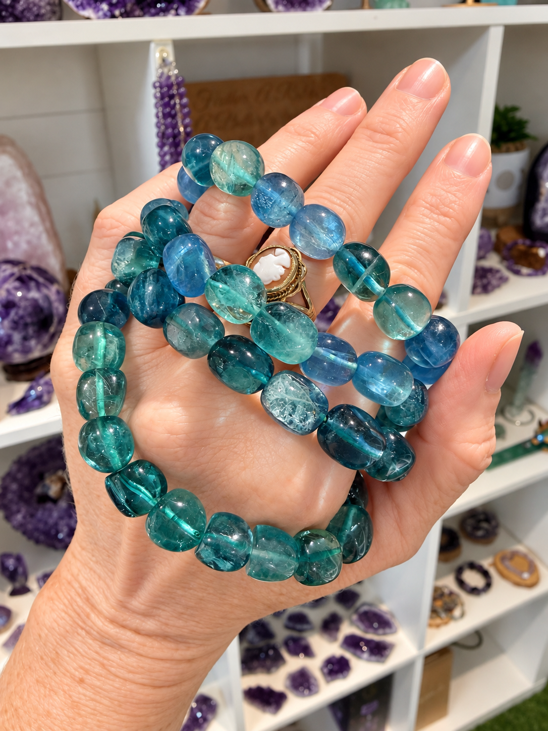 Aqua Green Fluorite Bracelets|Fluorite Bracelet|Anxiety Crystal|Green Fluorite|Crystal for Clarity