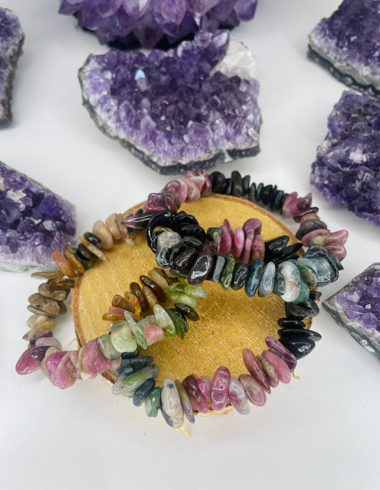 Watermelon Tourmaline, Watermelon Tourmaline Bracelet, Tourmaline, Tourmaline Bracelet, Heart Chakra, Heart Healing, Crystal Chip Bracelet, Crystal Bracelet, Watermelon,