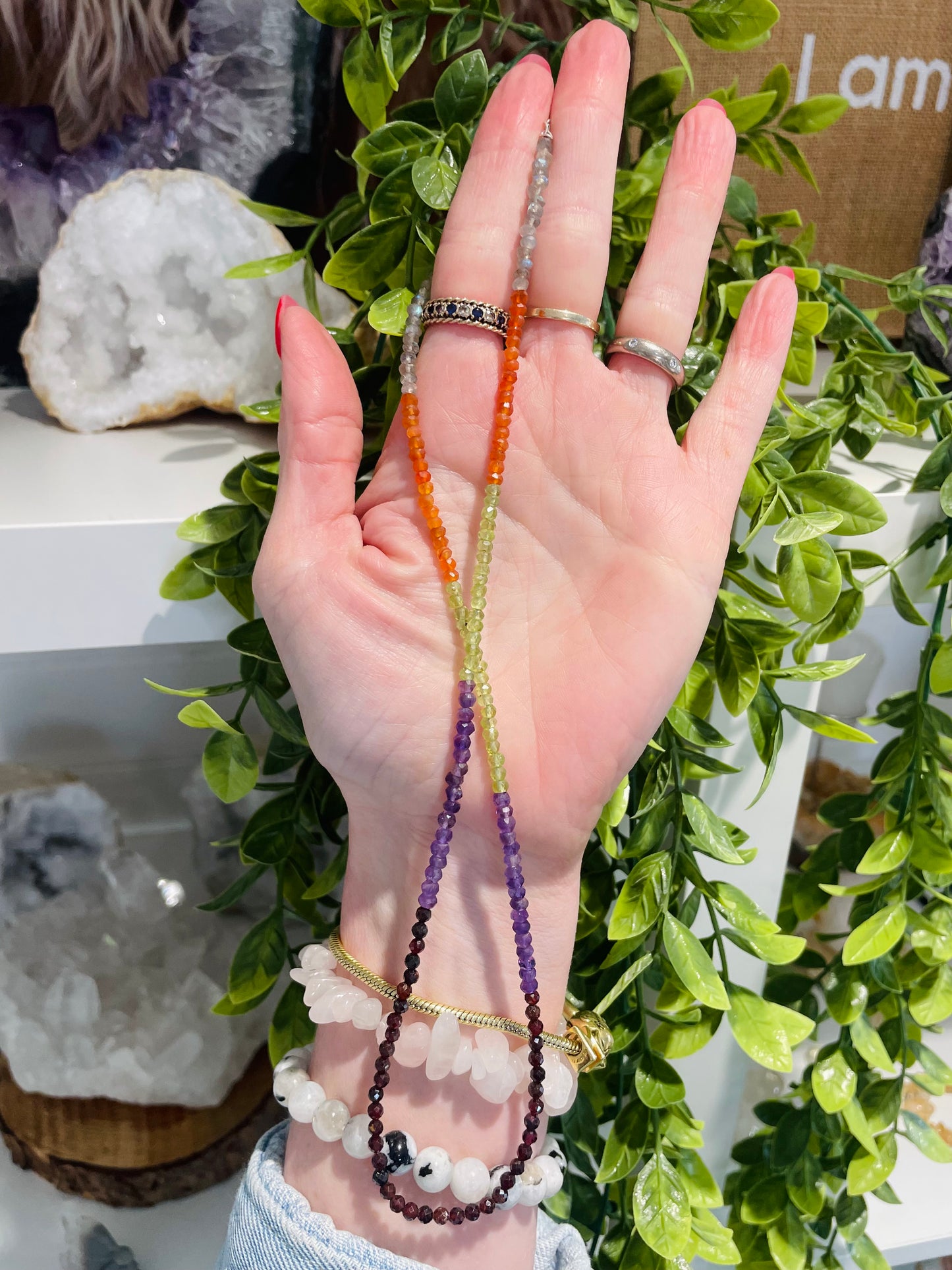 Crystal Necklace, Faceted Crystal, Gemstone Necklace, Carnelian, Peridot, Amethyst, Garnet, Labradorite, Chakra Necklace, Crystals, Silver Necklace