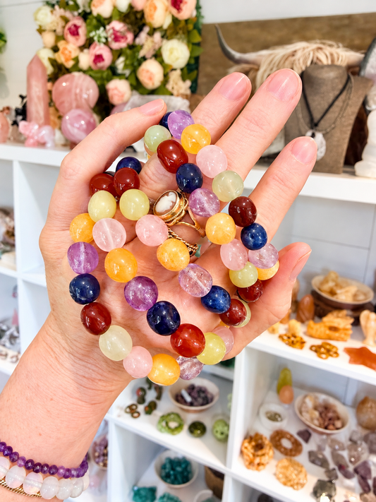 Chakra Nugget Bracelet | Mixed Stone Bracelet | Chakra Bracelet | Rainbow Bracelet | Crystal Bracelet