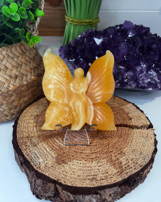 Orange Calcite Palm Fairy