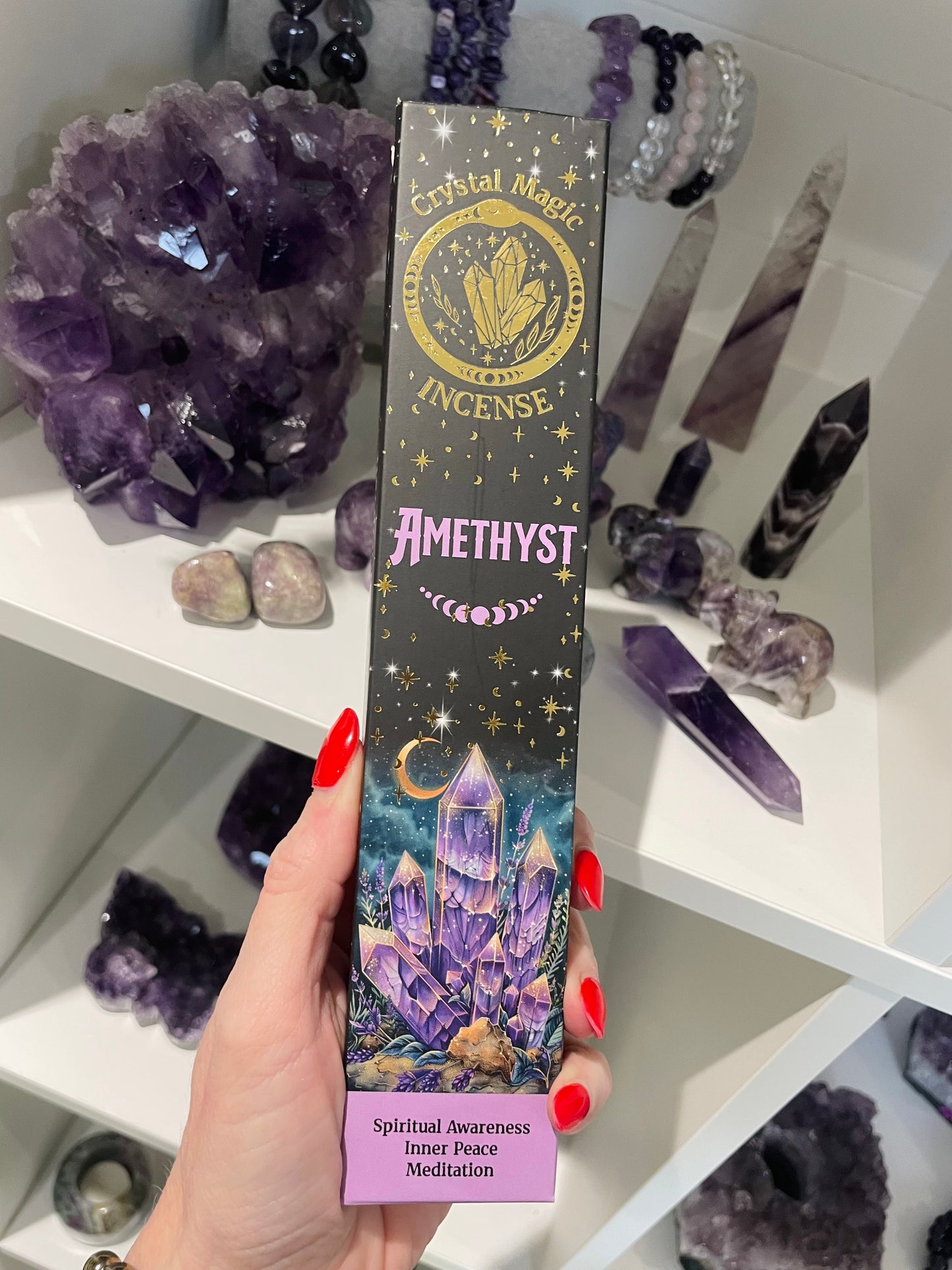 Incense Sticks, Incense, Amethyst, Clear Quartz, Rose Quartz, Green Aventurine, Black Tourmaline, Chakra Crystals, Crystal Incense, Spiritual, Carnelian, Citrine, Amazonite
