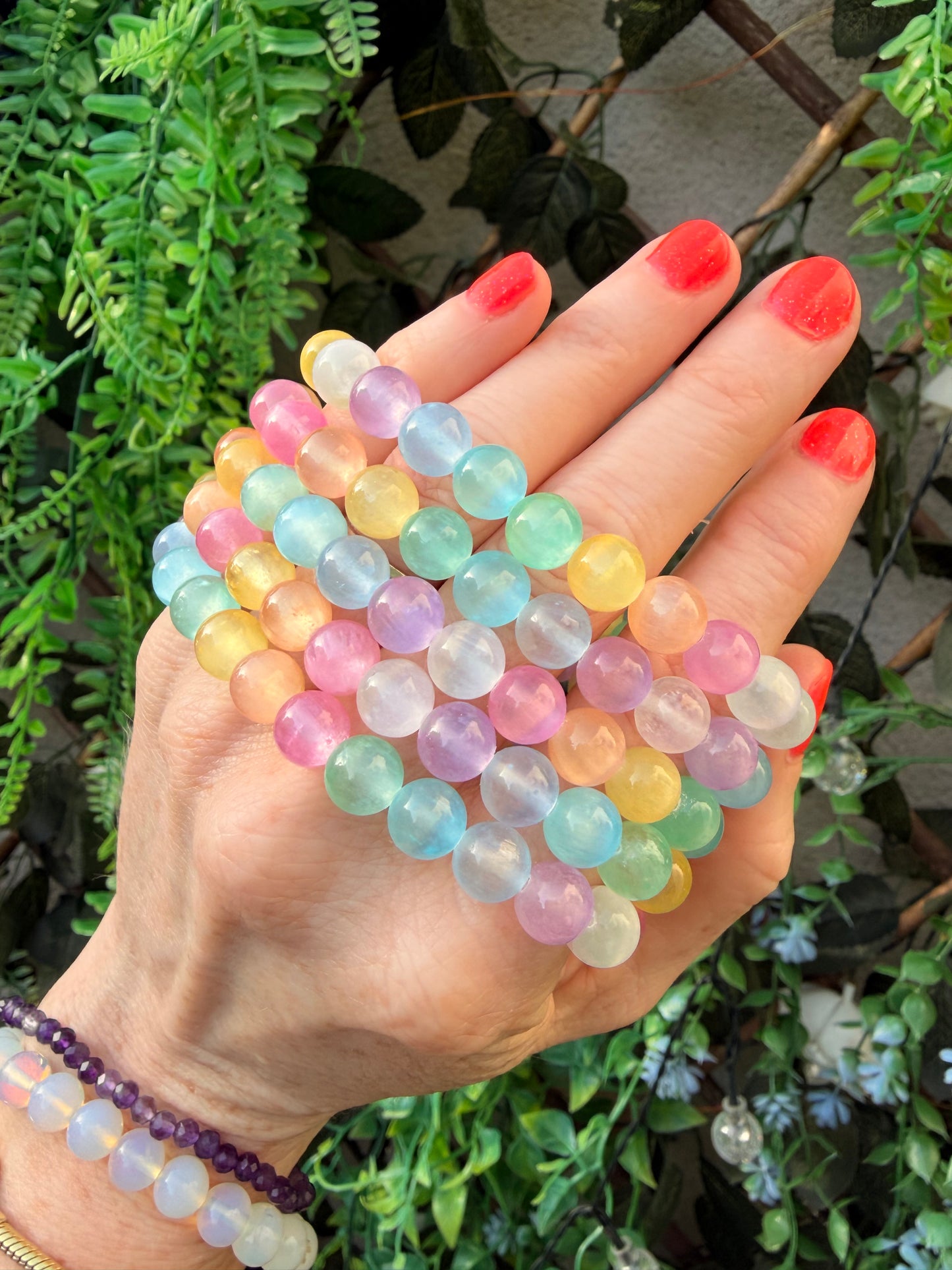 Selenite Bracelet, Selenite, Rainbow Selenite, Satin Spar, Gypsum, Crystal Bracelets, Rainbow
