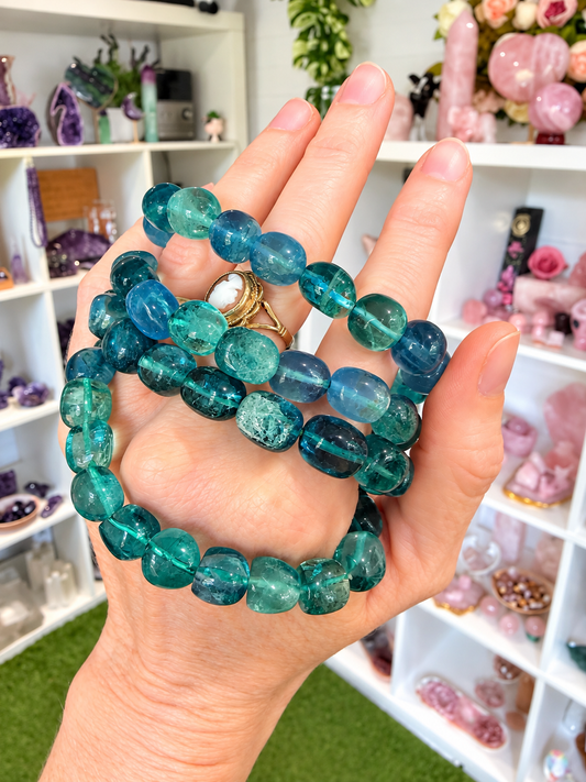 Aqua Green Fluorite Bracelets|Fluorite Bracelet|Anxiety Crystal|Green Fluorite|Crystal for Clarity