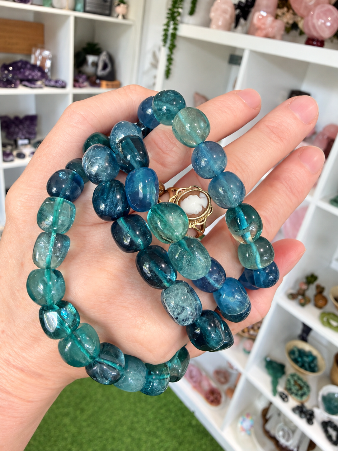 Aqua Green Fluorite Bracelets|Fluorite Bracelet|Anxiety Crystal|Green Fluorite|Crystal for Clarity