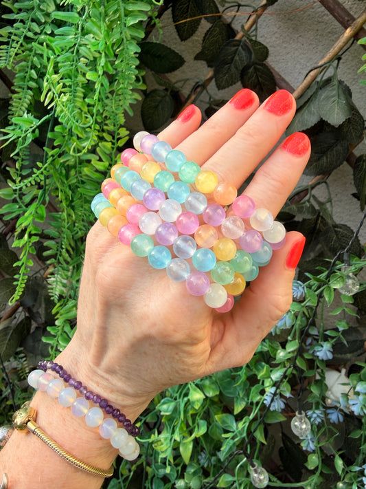 Selenite Bracelet, Selenite, Rainbow Selenite, Satin Spar, Gypsum, Crystal Bracelets, Rainbow