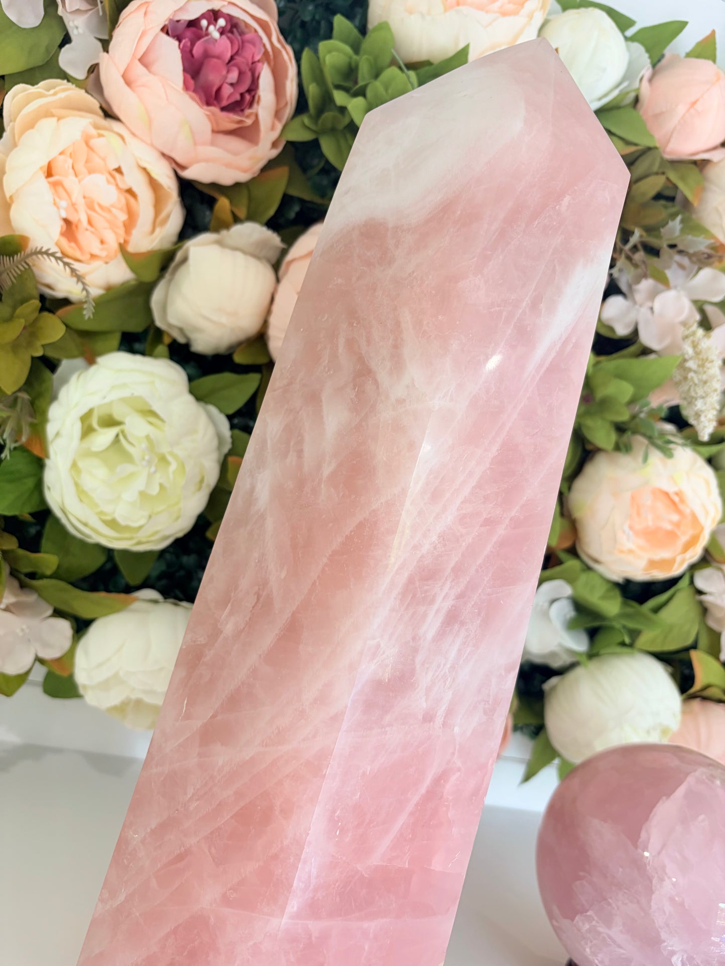 XXL Rose Quartz Tower - "Rosie" | Statement Crystal Tower