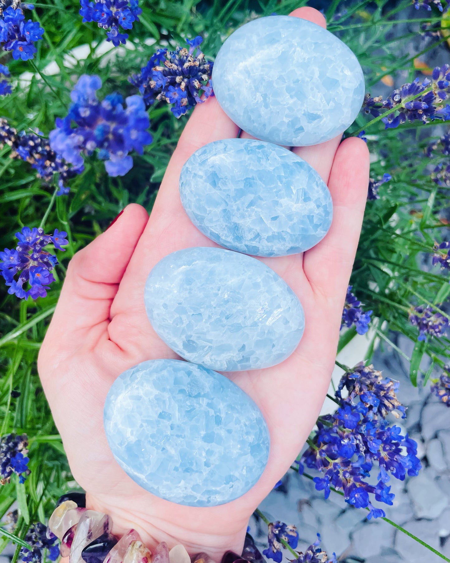 Blue Calcite Palmstones